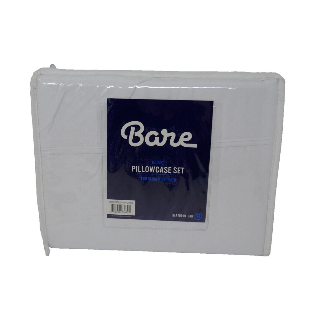Bare Home King Pillowcase Set 1800 Ultra Microfiber Optic White